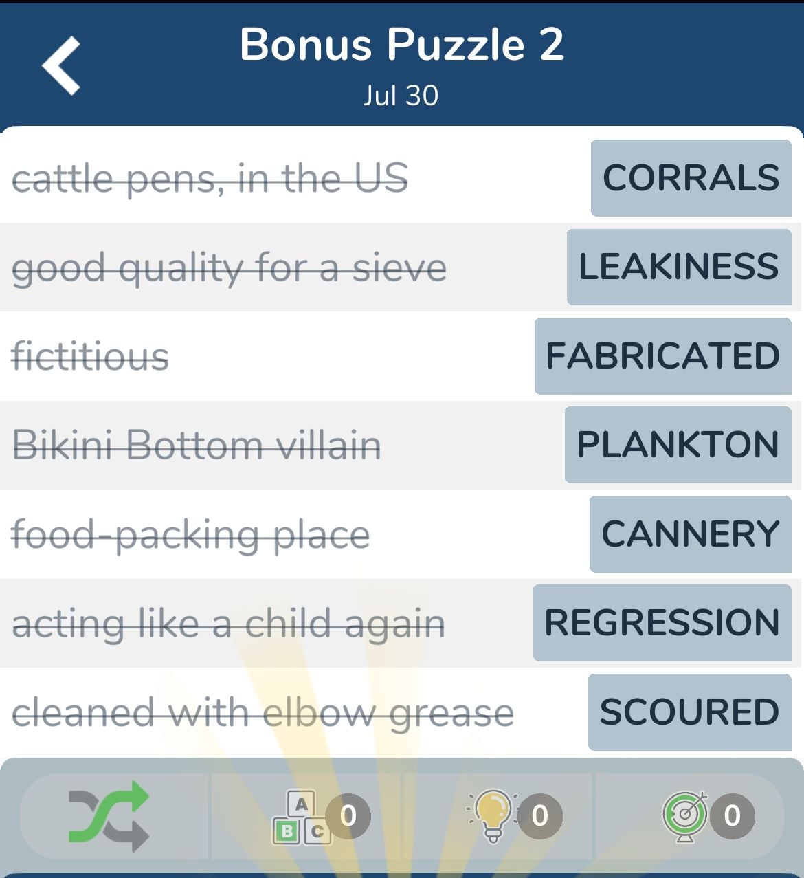 7 Little Words July 30 2024 Bonus 2