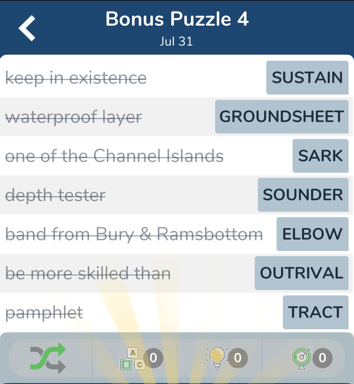 7 Little Words July 31 2024 Bonus 4