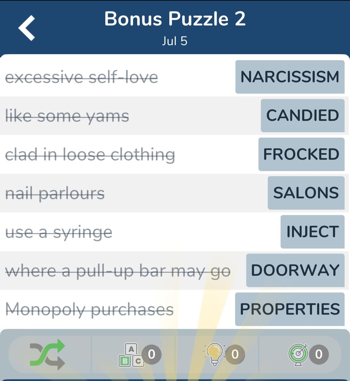 7 Little Words July 5 2024 Bonus 2