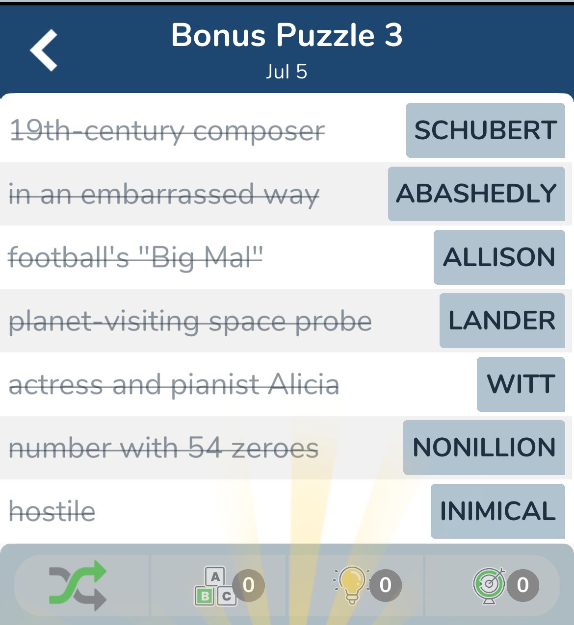 7 Little Words July 5 2024 Bonus 3