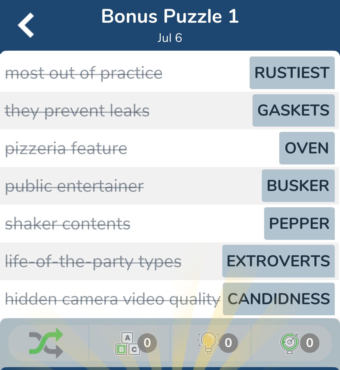 7 Little Words July 6 2024 Bonus 1