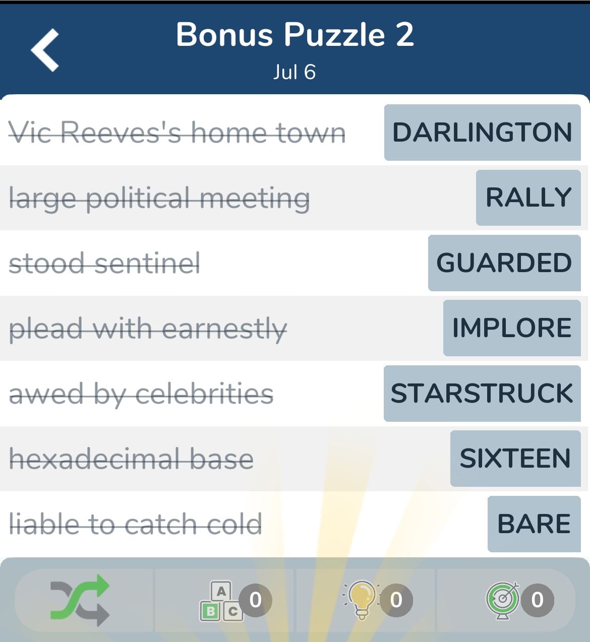 7 Little Words July 6 2024 Bonus 2
