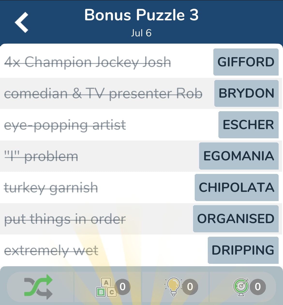 7 Little Words July 6 2024 Bonus 3