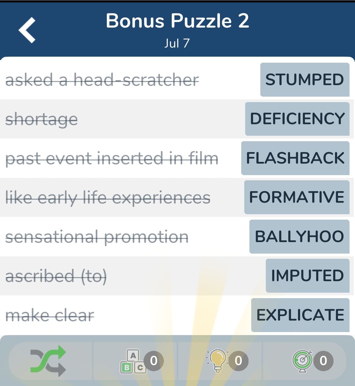 7 Little Words July 7 2024 Bonus 2
