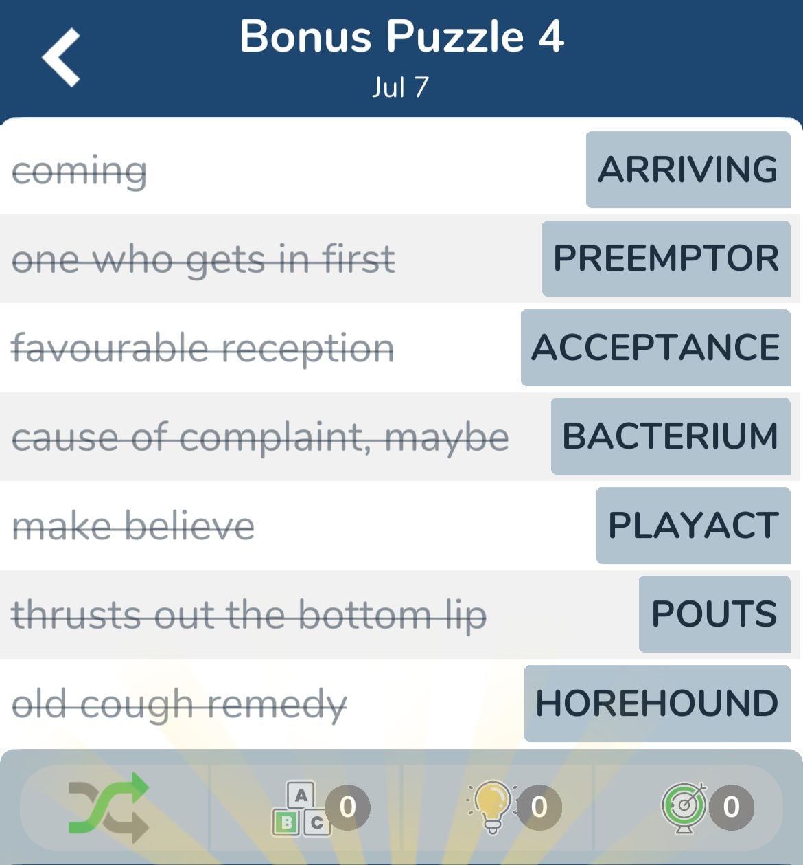 7 Little Words July 7 2024 Bonus 4