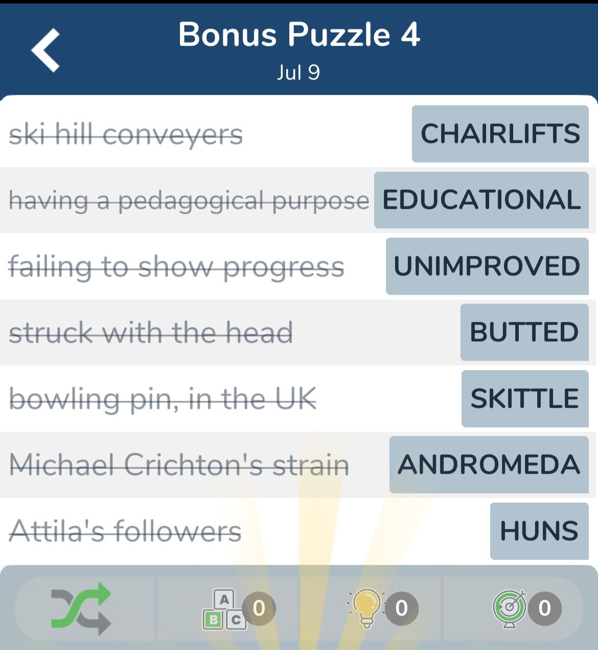 7 Little Words July 9 2024 Bonus 4