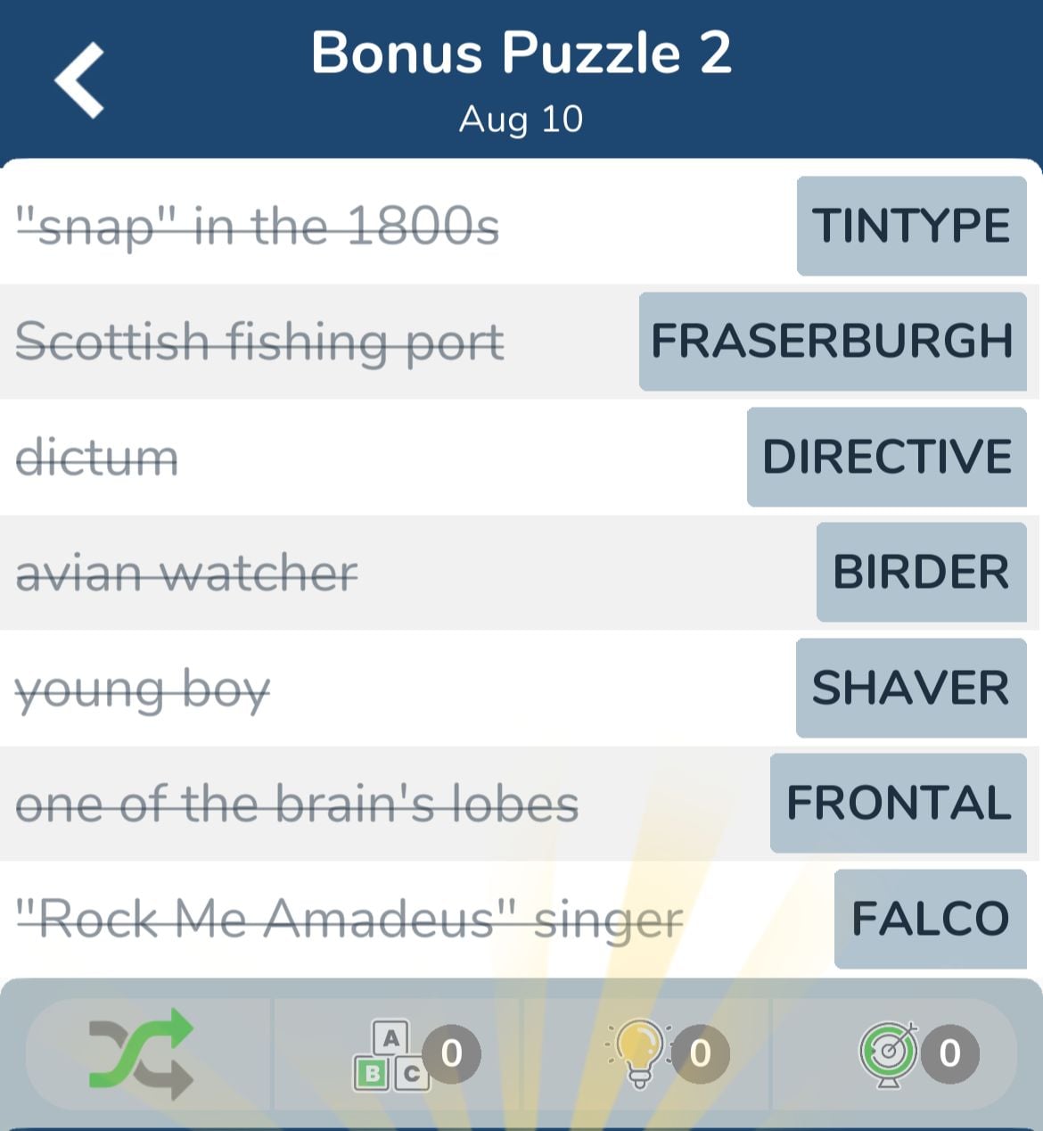 7 Little Words August 10 2024 Bonus 2