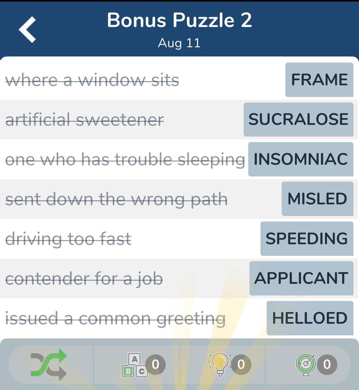 7 Little Words August 11 2024 Bonus 2