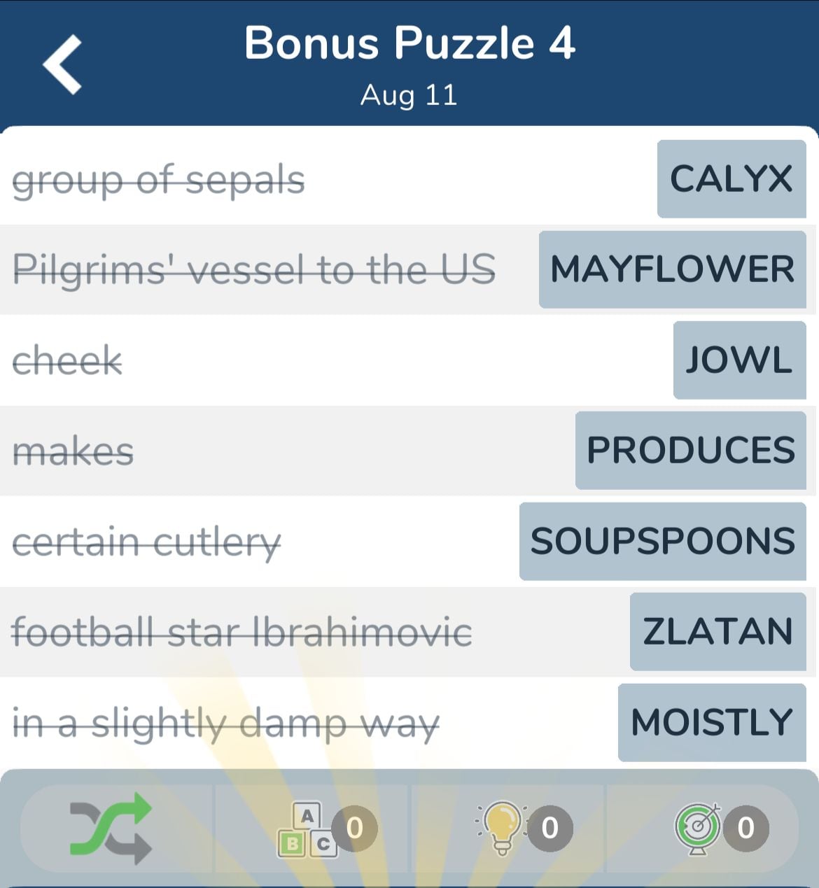 7 Little Words August 11 2024 Bonus 4