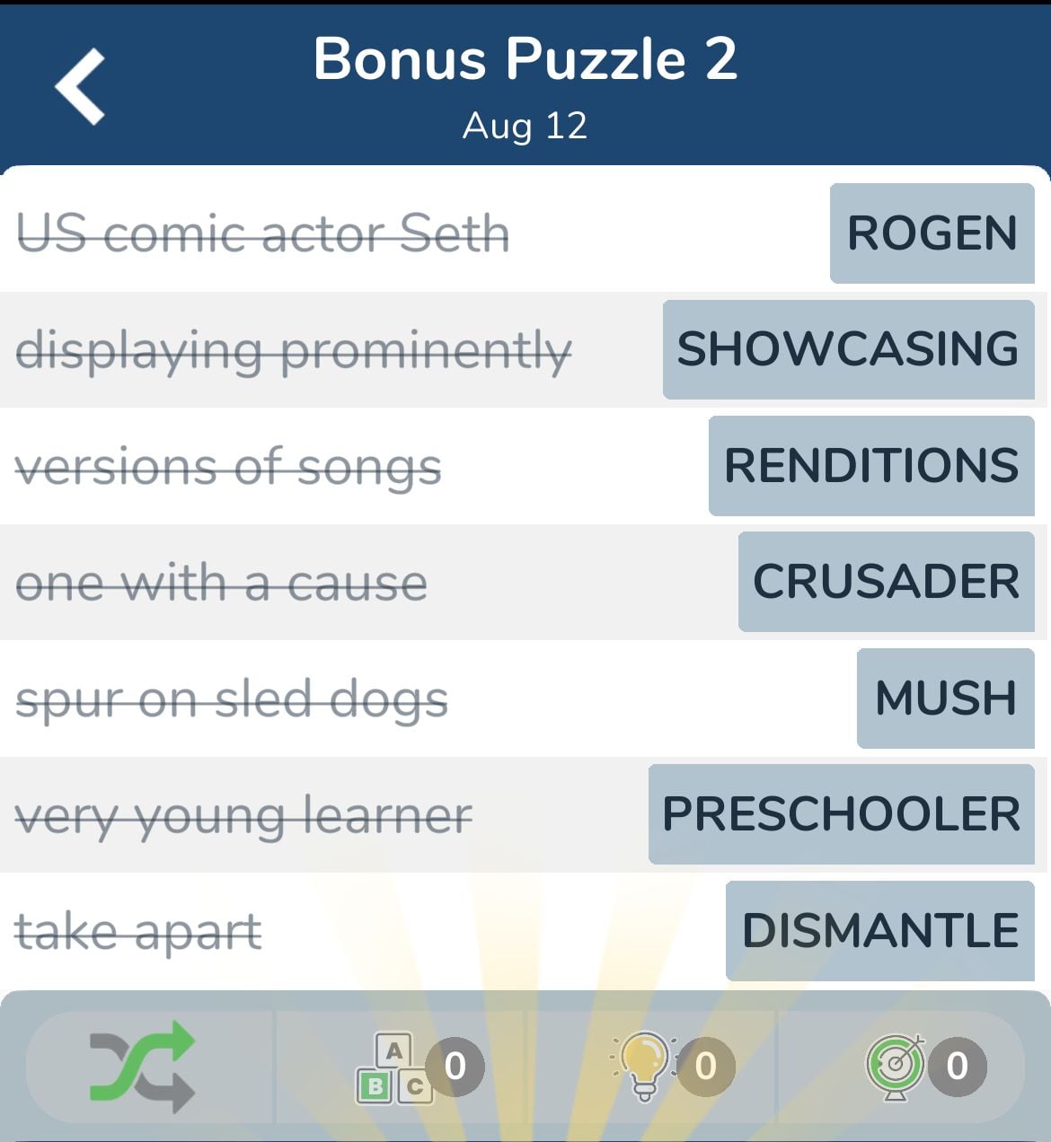 7 Little Words August 12 2024 Bonus 2