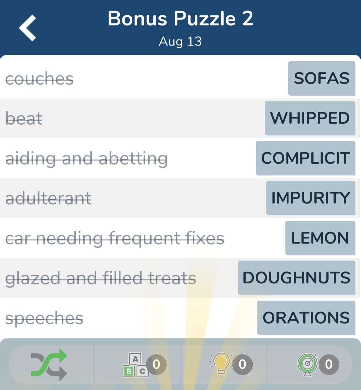 7 Little Words August 13 2024 Bonus 2