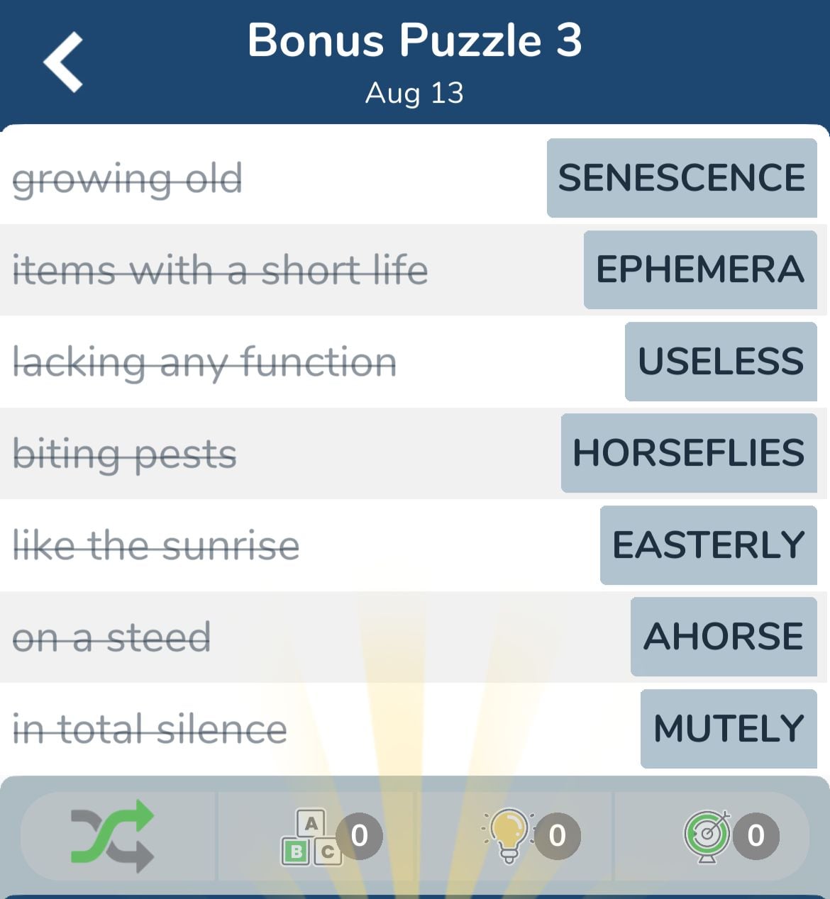 7 Little Words August 13 2024 Bonus 3