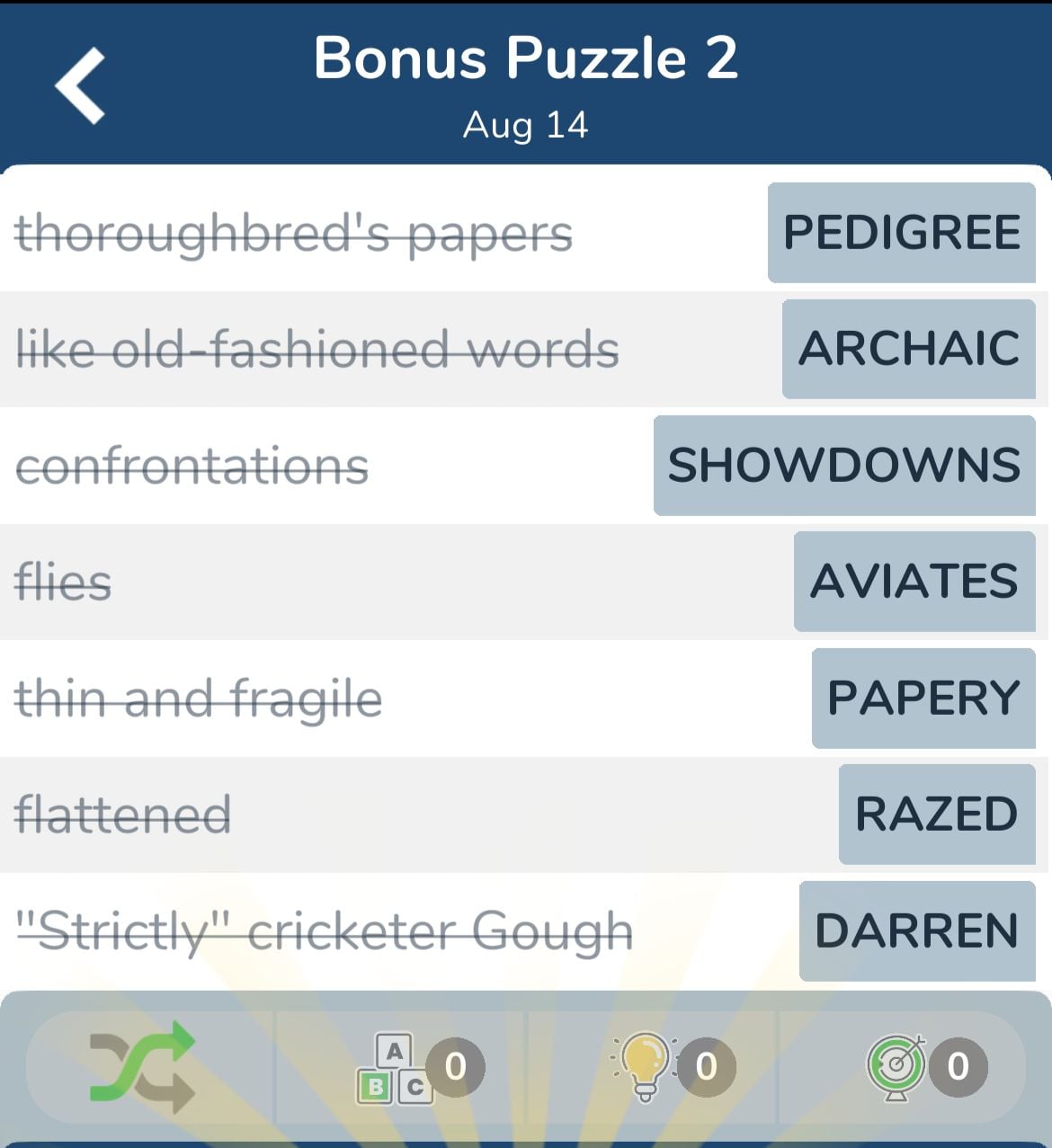 7 Little Words August 14 2024 Bonus 2