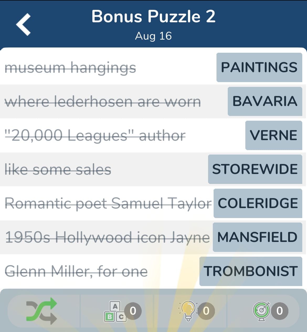 7 Little Words August 16 2024 Bonus 2