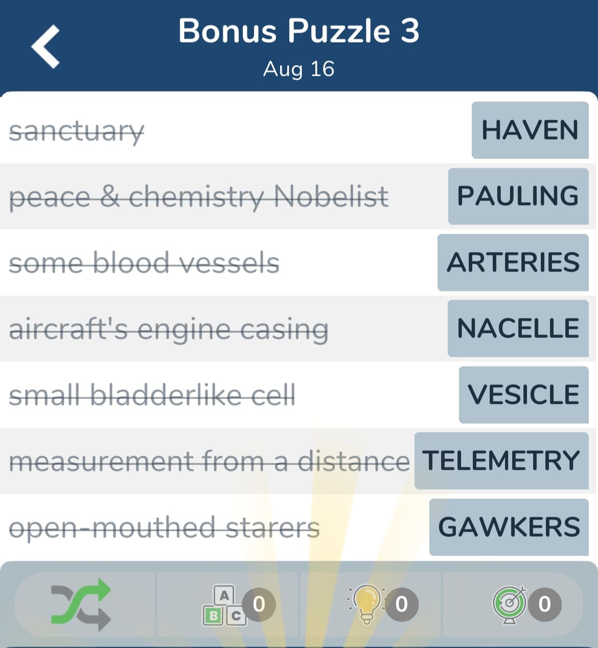 7 Little Words August 16 2024 Bonus 3