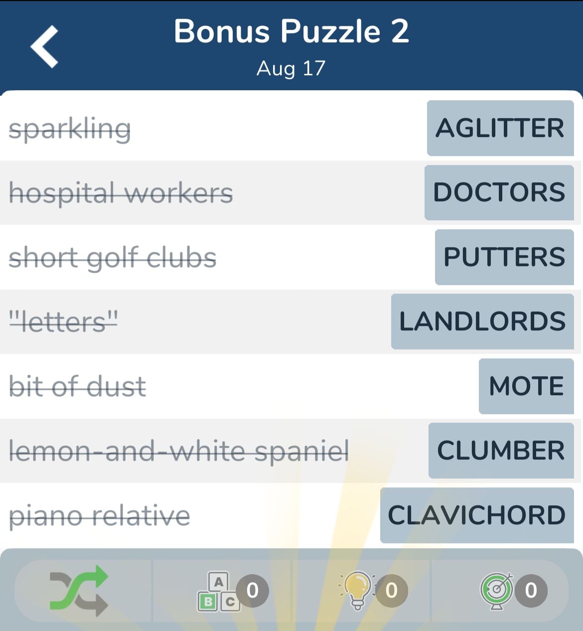 7 Little Words August 17 2024 Bonus 2