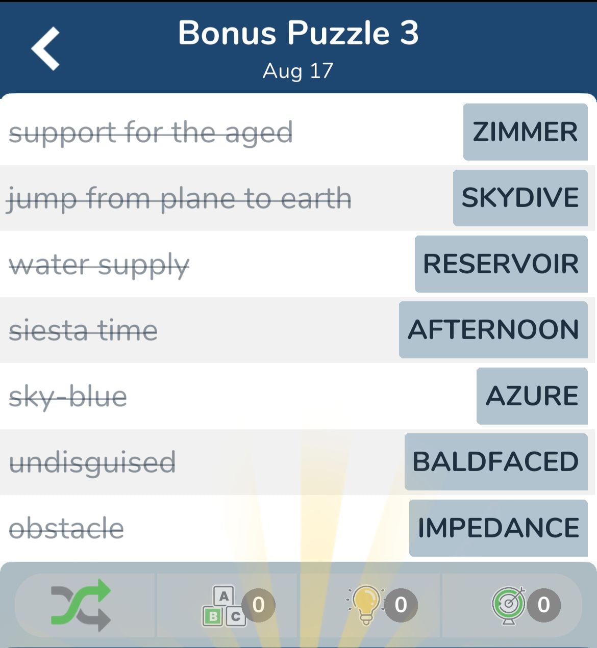 7 Little Words August 17 2024 Bonus 3