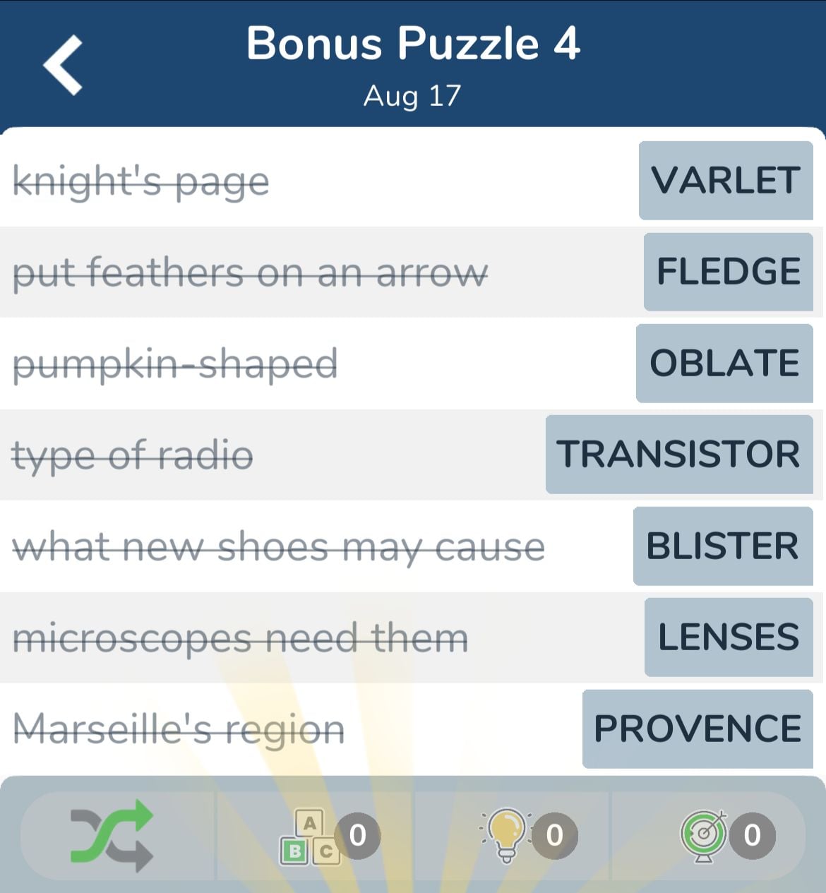 7 Little Words August 17 2024 Bonus 4