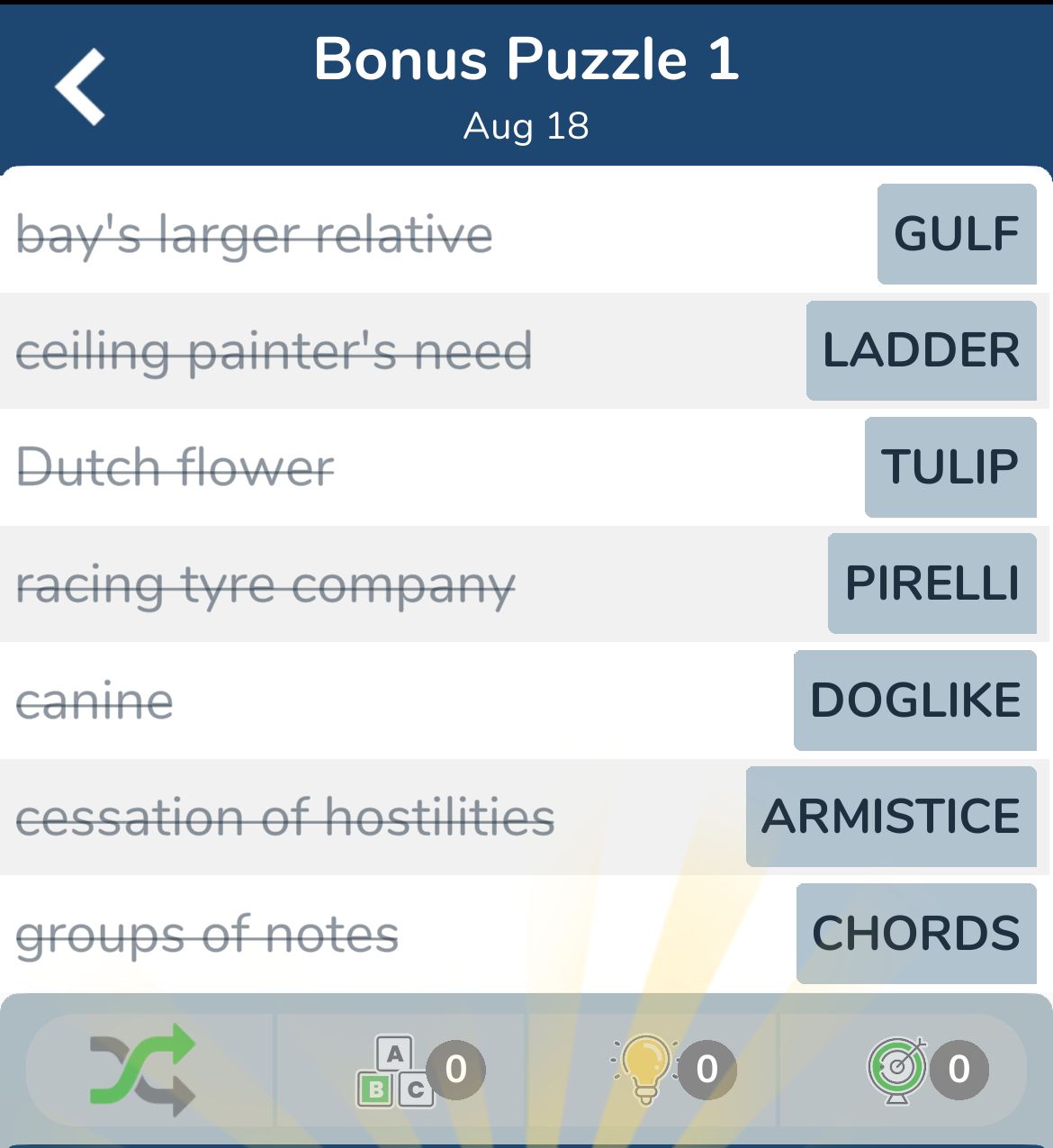 7 Little Words August 18 2024 Bonus 1