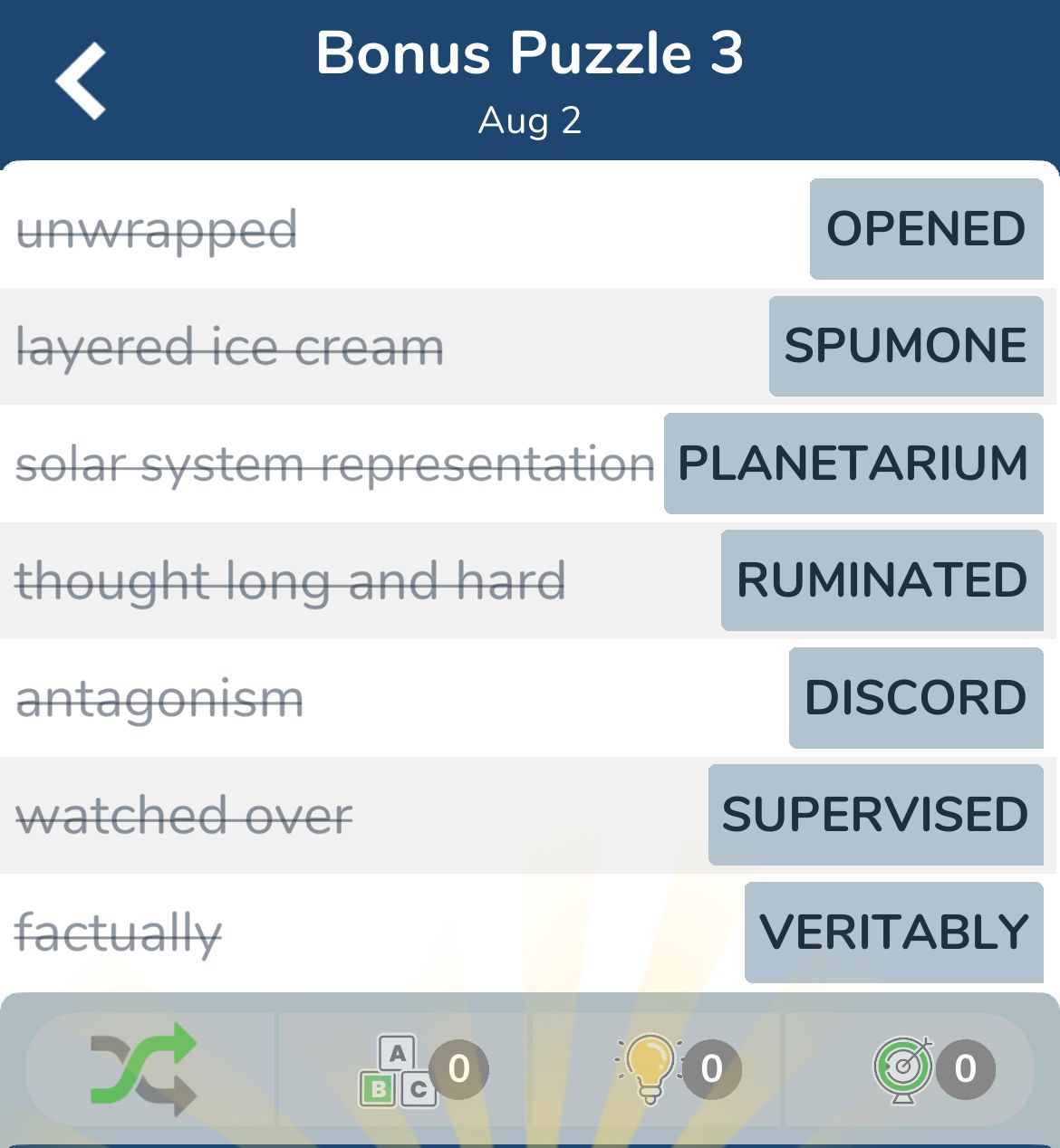 7 Little Words August 2 2024 Bonus 3
