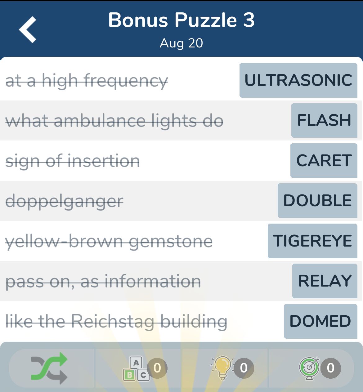 7 Little Words August 20 2024 Bonus 3