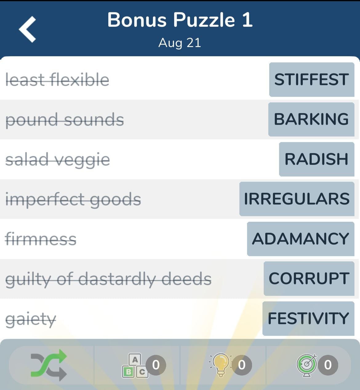 7 Little Words August 21 2024 Bonus 1