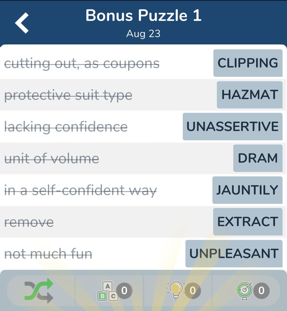 7 Little Words August 23 2024 Bonus 1