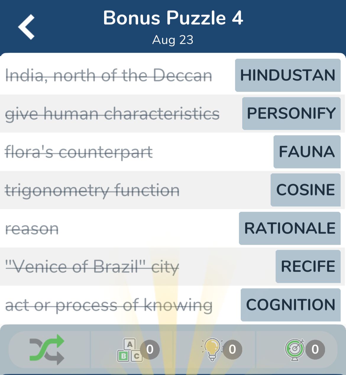 7 Little Words August 23 2024 Bonus 4