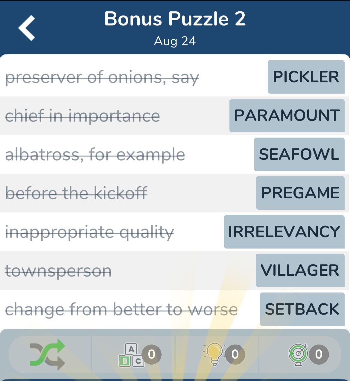 7 Little Words August 24 2024 Bonus 2