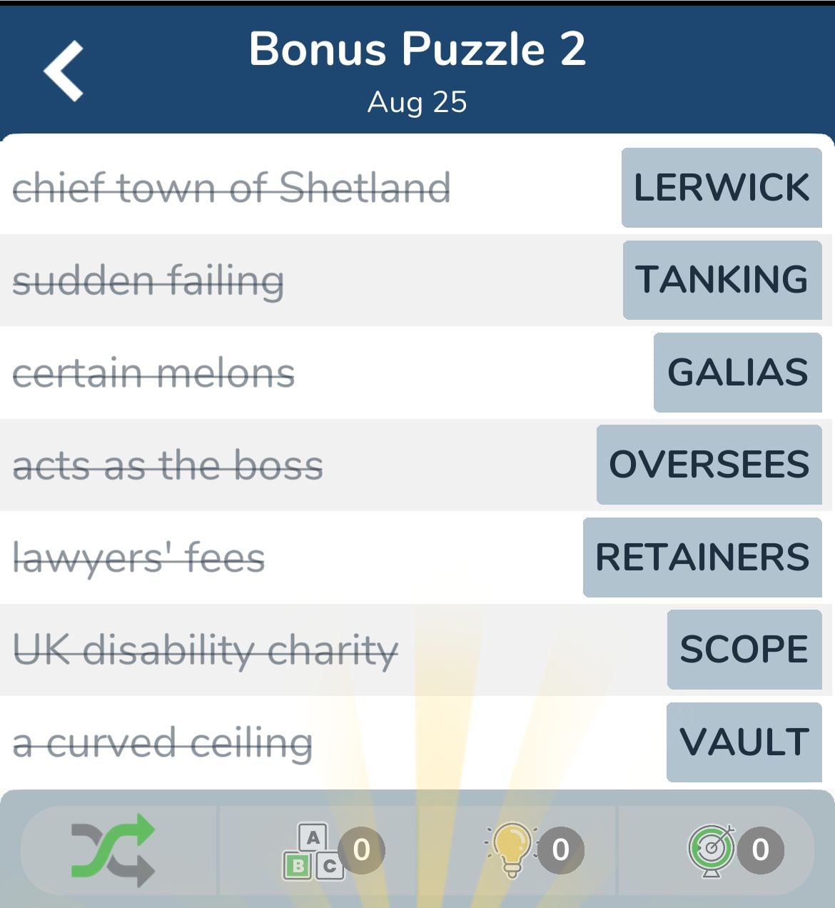 7 Little Words August 25 2024 Bonus 2