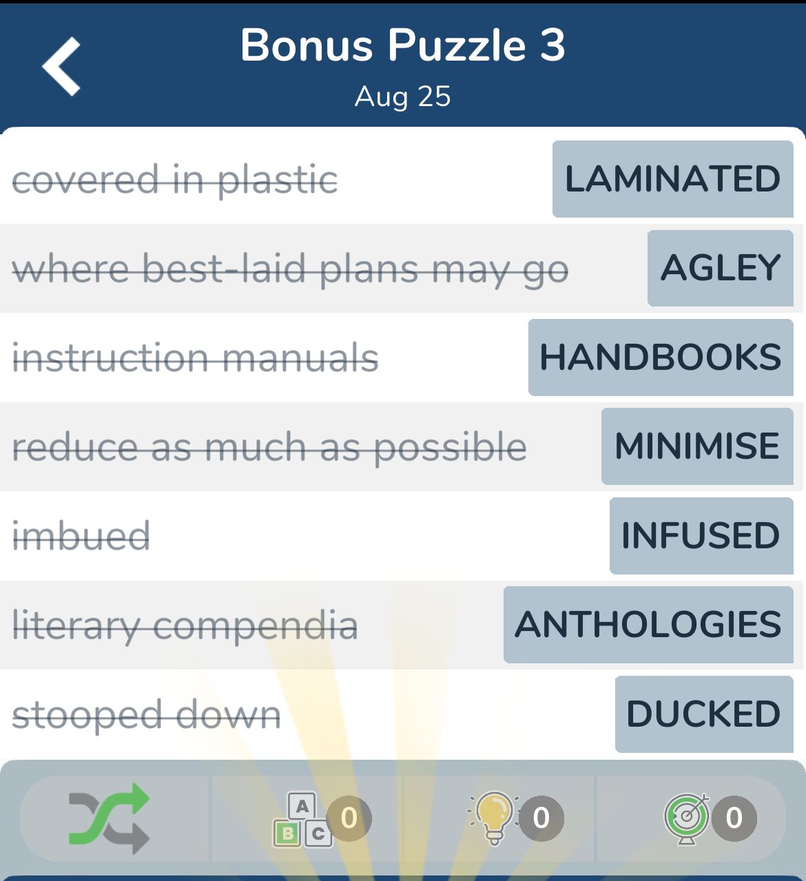 7 Little Words August 25 2024 Bonus 3