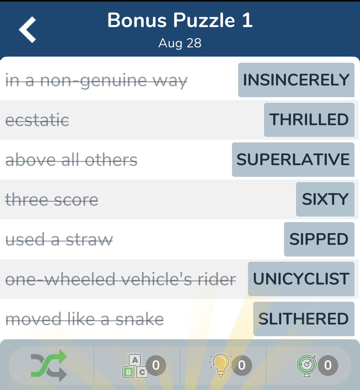 7 Little Words August 28 2024 Bonus 1