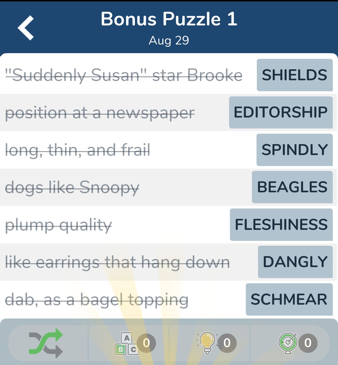 7 Little Words August 29 2024 Bonus 1