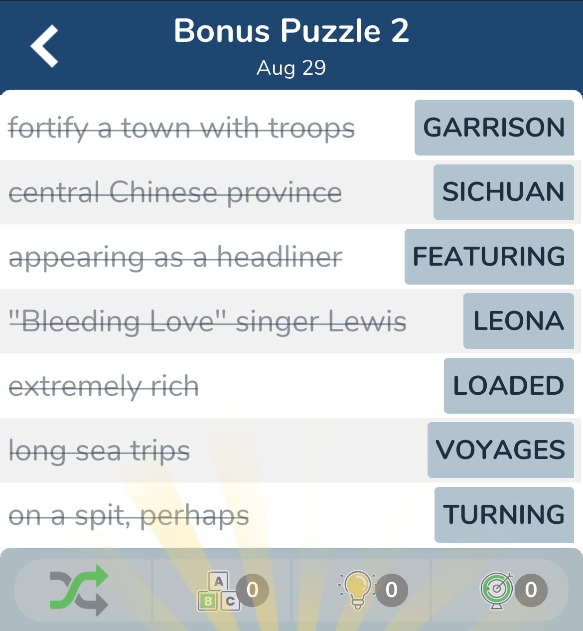 7 Little Words August 29 2024 Bonus 2