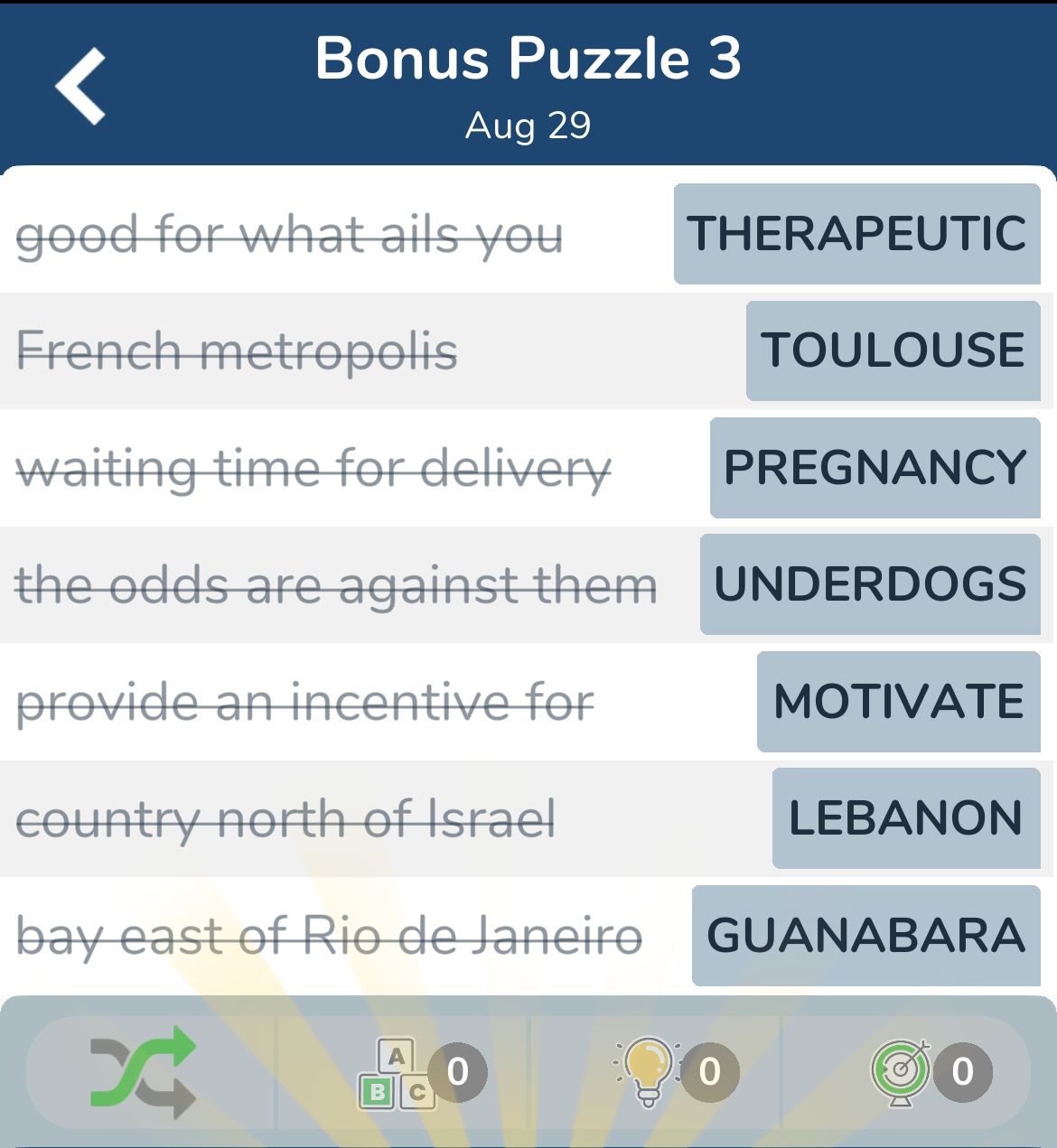 7 Little Words August 29 2024 Bonus 3