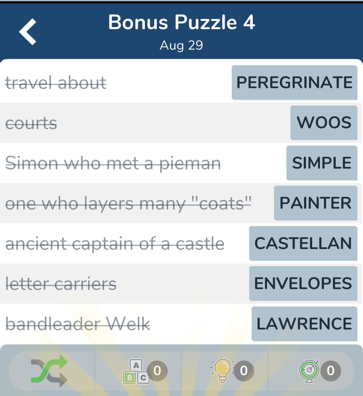 7 Little Words August 29 2024 Bonus 4