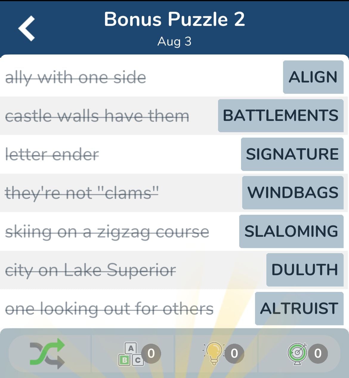 7 Little Words August 3 2024 Bonus 2