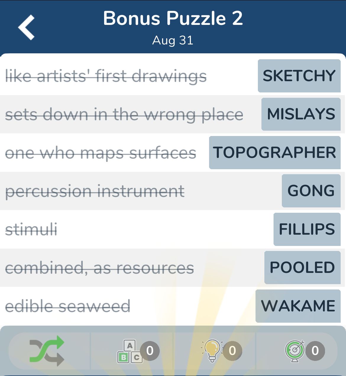 7 Little Words August 31 2024 Bonus 2