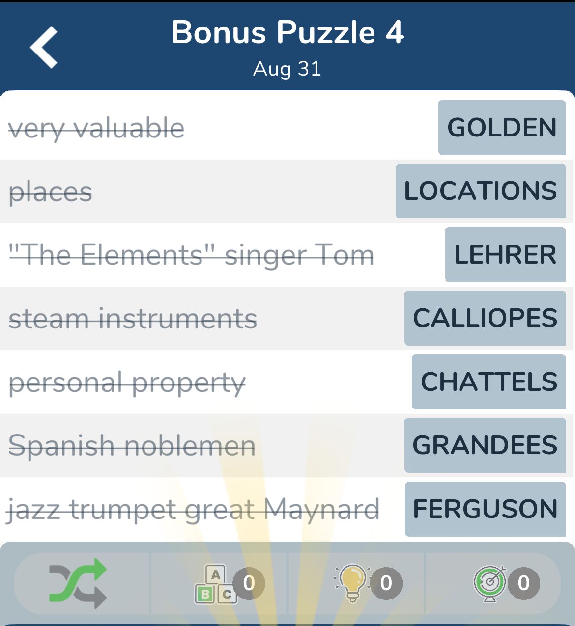 7 Little Words August 31 2024 Bonus 4