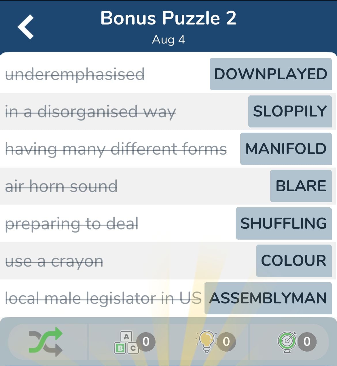 7 Little Words August 4 2024 Bonus 2