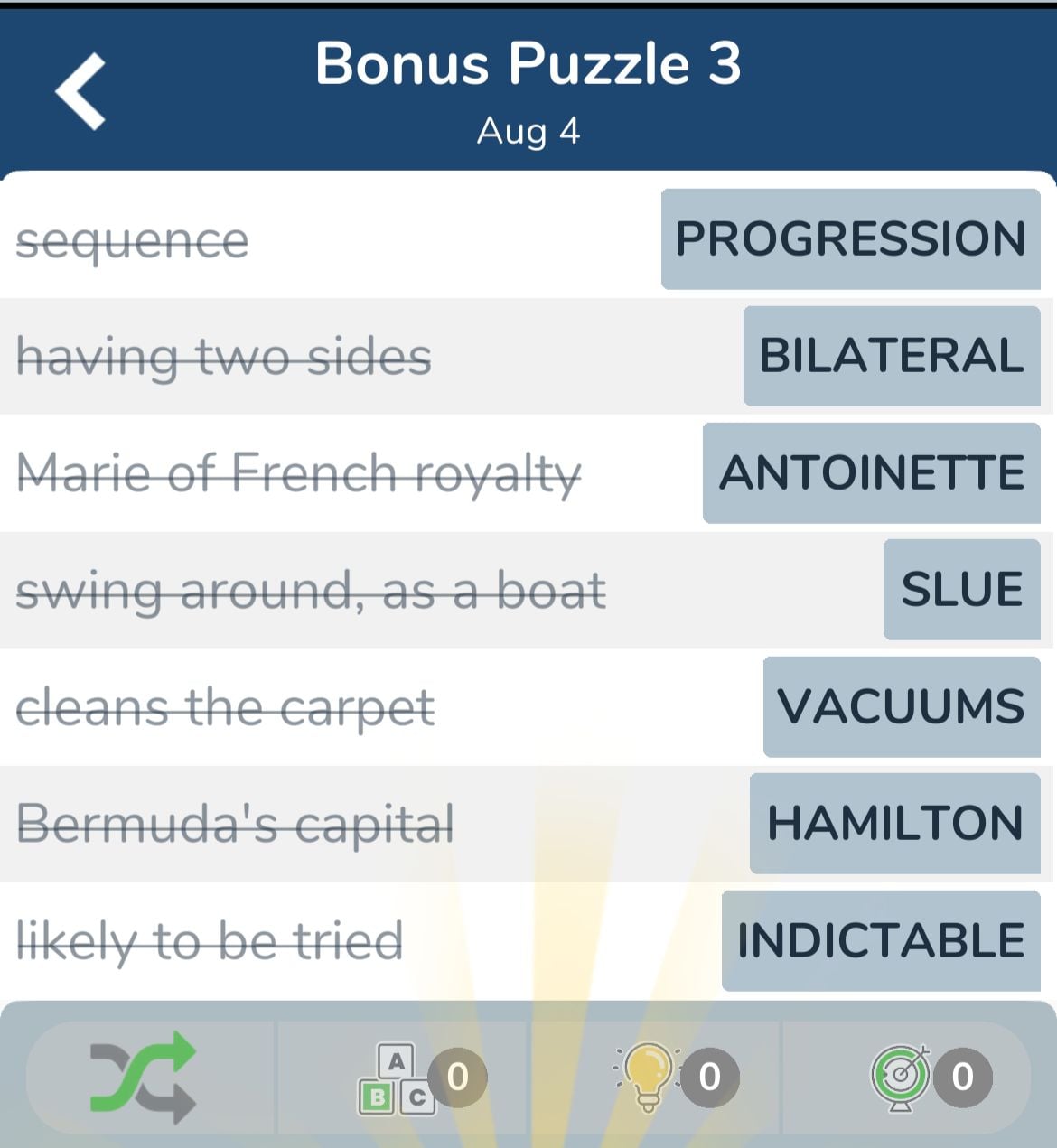 7 Little Words August 4 2024 Bonus 3