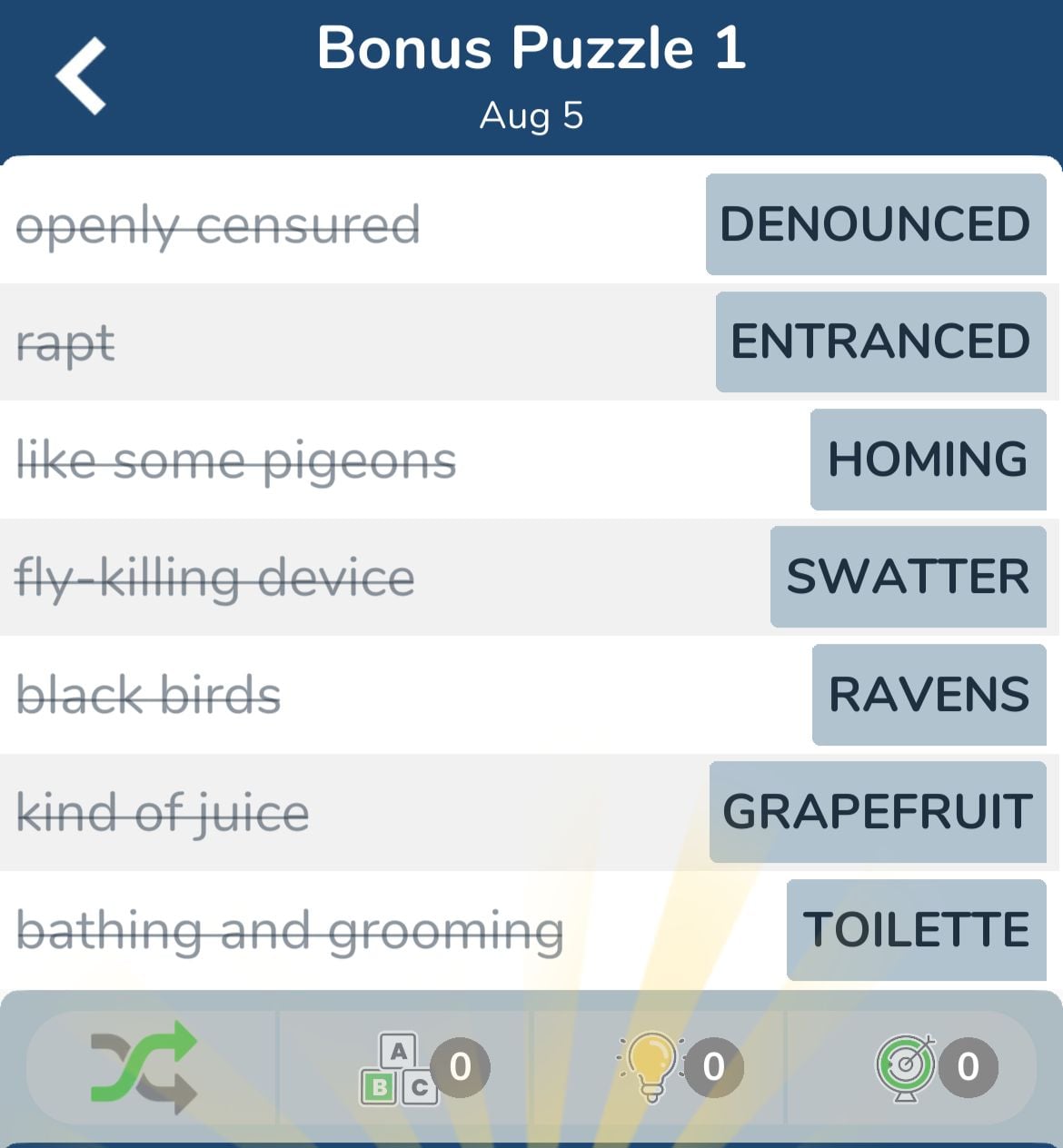 7 Little Words August 5 2024 Bonus 1