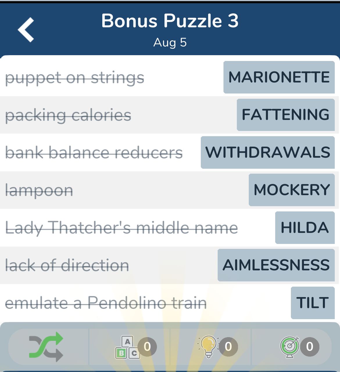 7 Little Words August 5 2024 Bonus 3