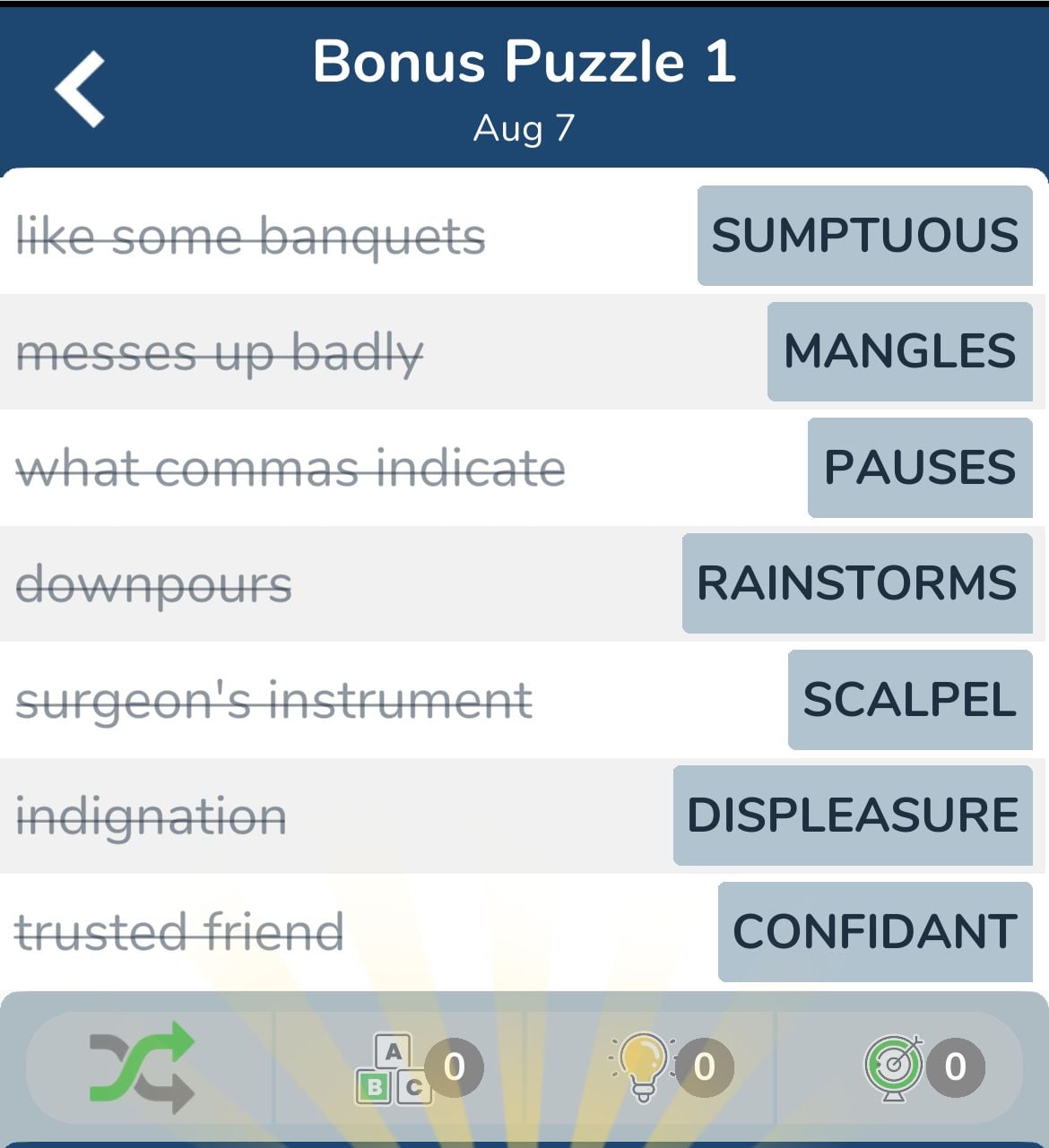7 Little Words August 7 2024 Bonus 1