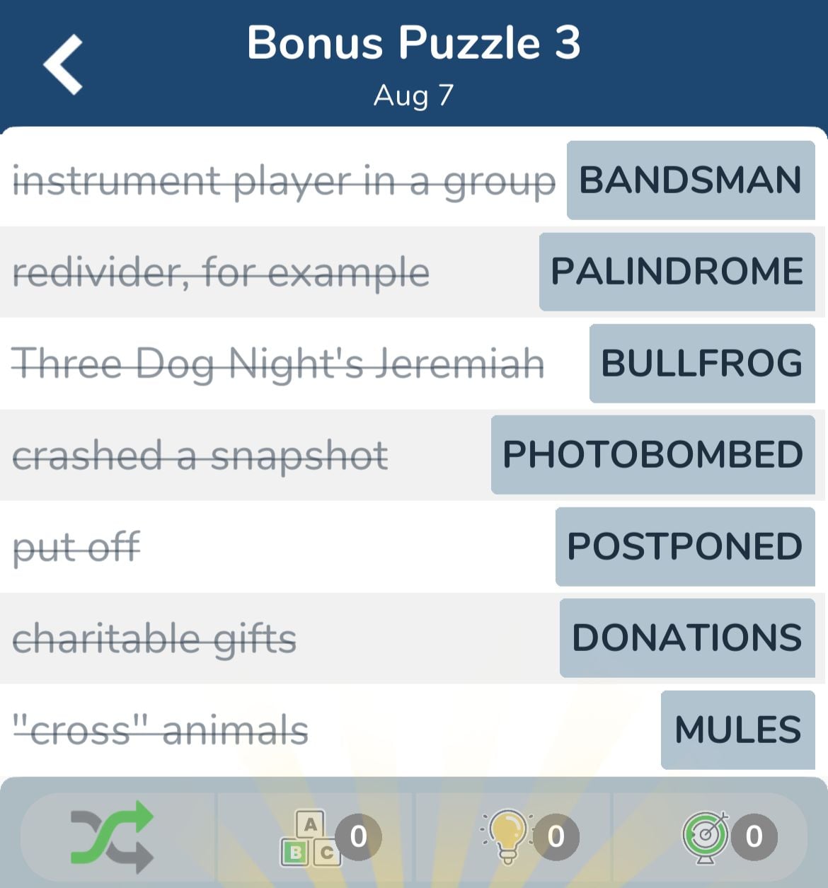 7 Little Words August 7 2024 Bonus 3