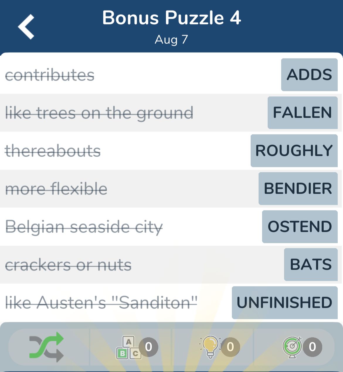 7 Little Words August 7 2024 Bonus 4