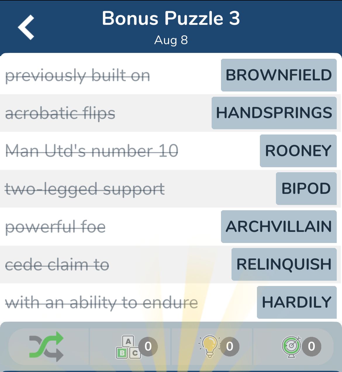 7 Little Words August 8 2024 Bonus 3