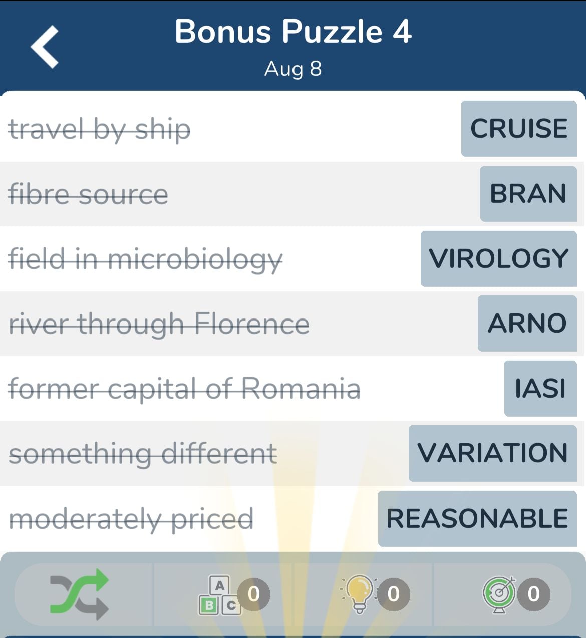 7 Little Words August 8 2024 Bonus 4