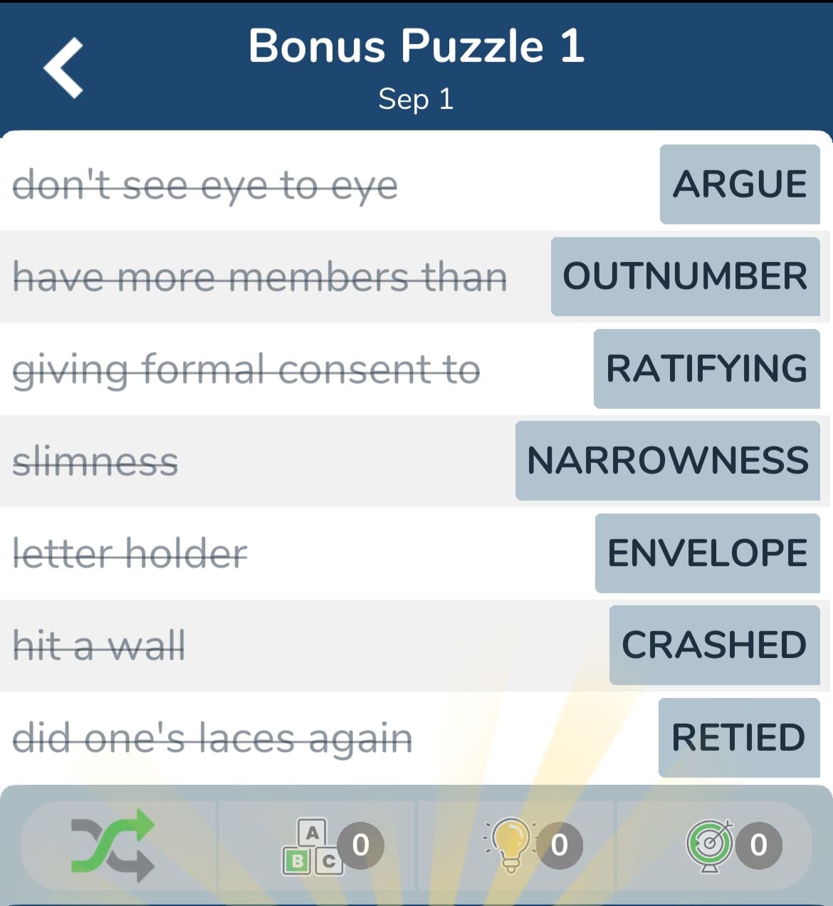 7 Little Words September 1 2024 Bonus 1