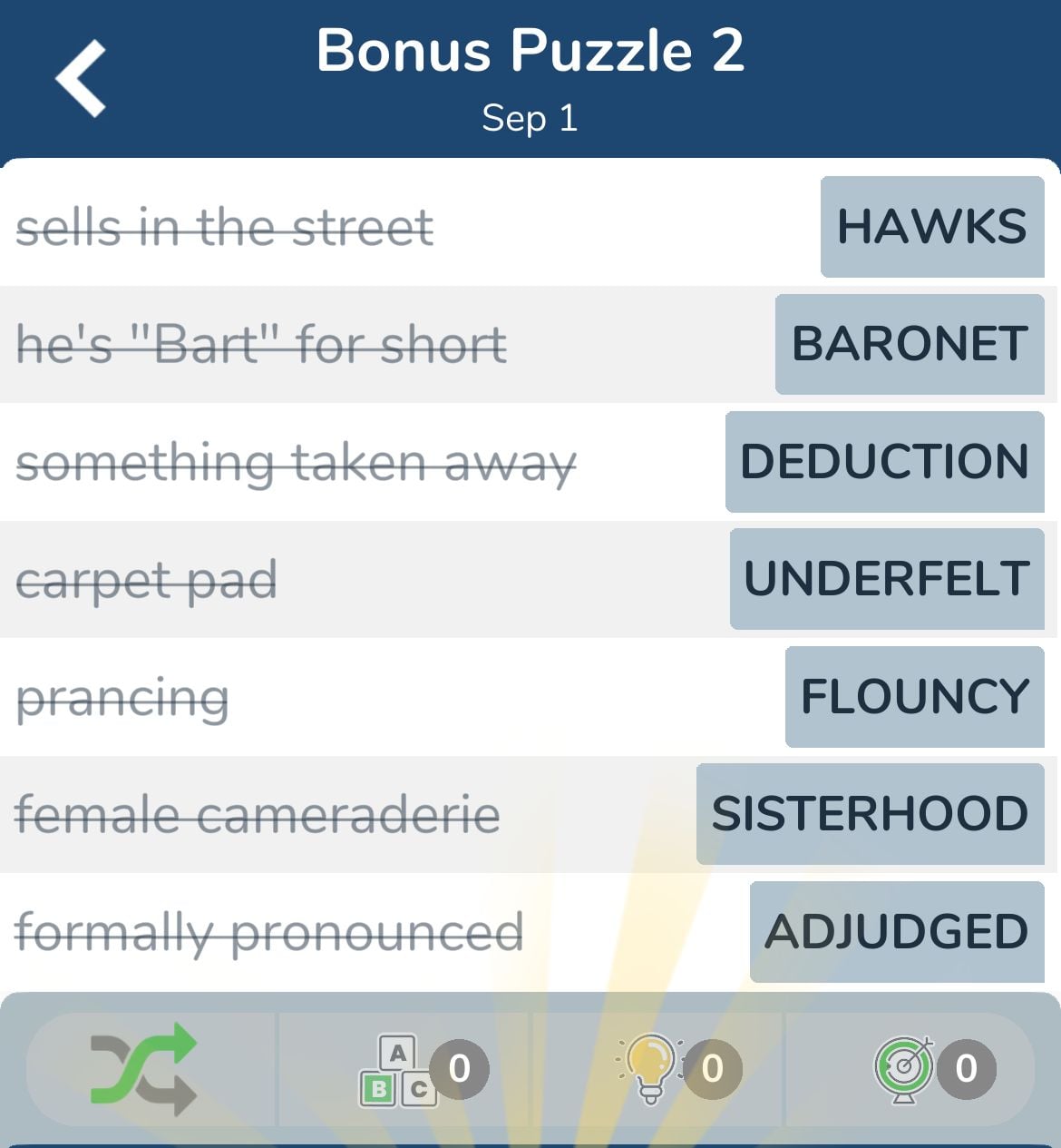 7 Little Words September 1 2024 Bonus 2